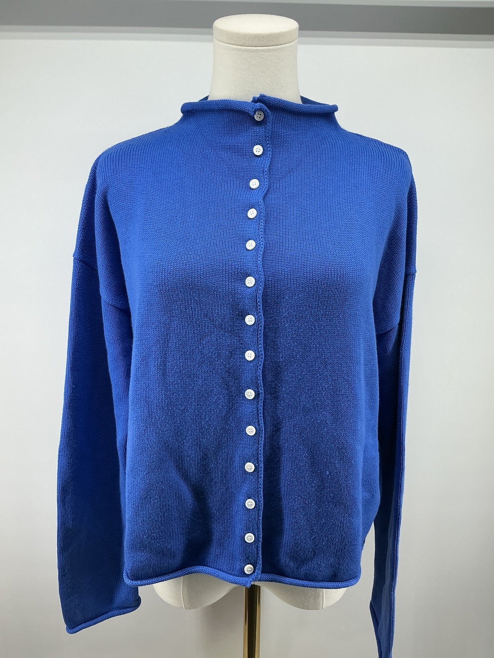 Cotton Cashmere Roll Neck Cardigan